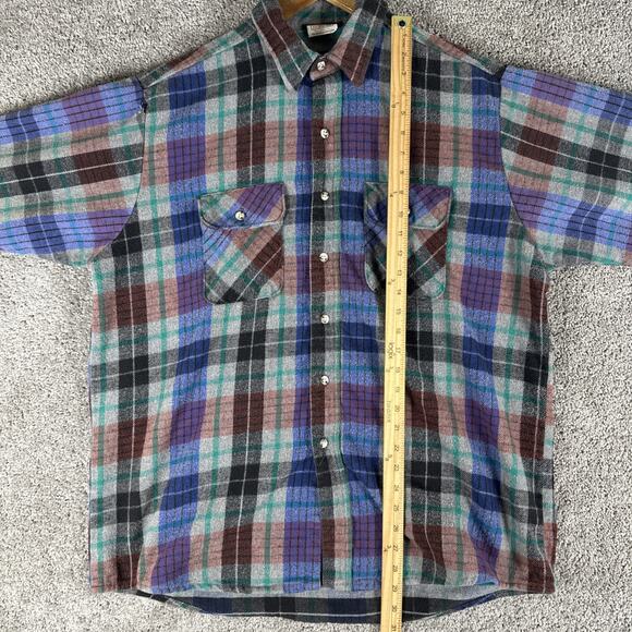 Vtg Five Brother Flannel Shirt Men XL TallMan Plaid Heavy Cotton Flap Pocket USA - Picture 6 of 9